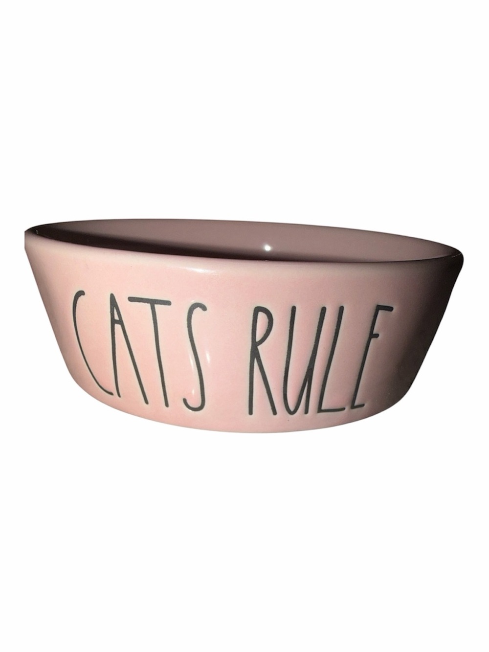 Rae Dunn Pink "CATS RULE" Ceramic Cat Bowl Feeding Dish
